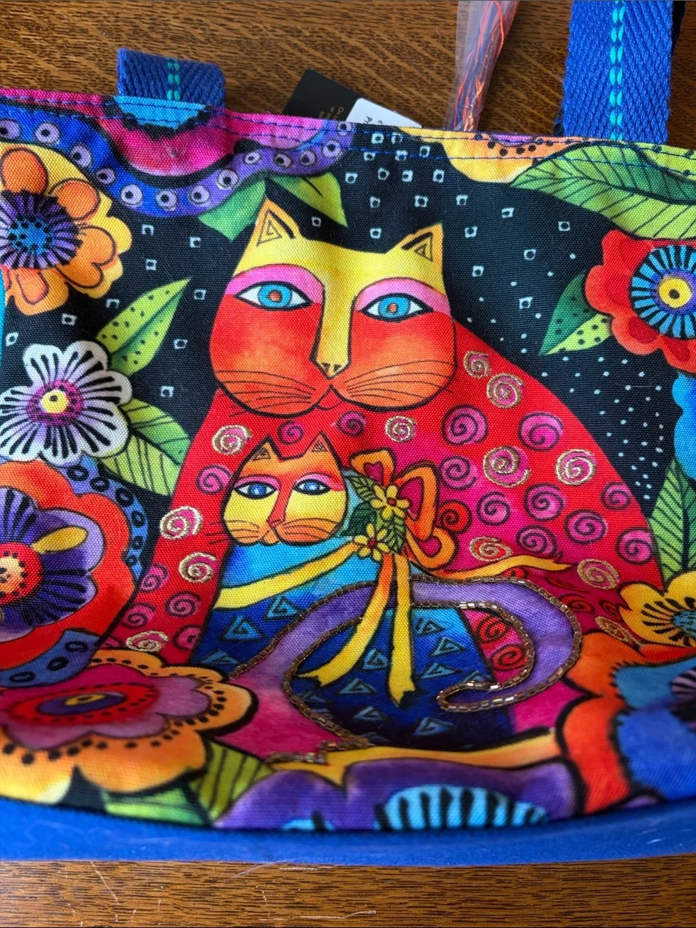 LAUREL BURCH Cat Print Canvas Tote Bag - Black & Multicolor